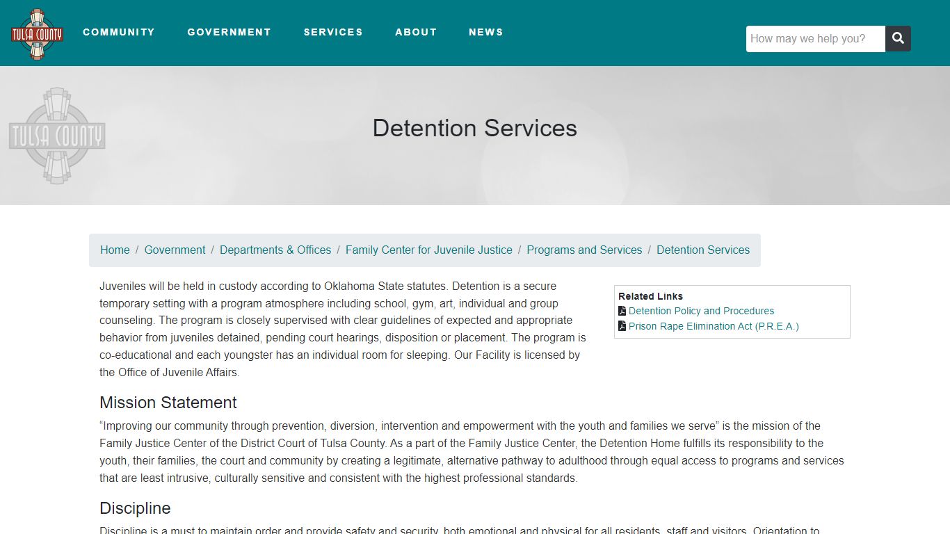 Detention Services - Tulsa County Public Website