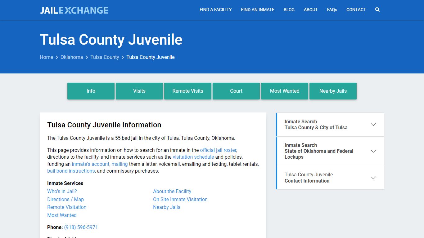 Tulsa County Juvenile, OK Inmate Search, Information - Jail Exchange