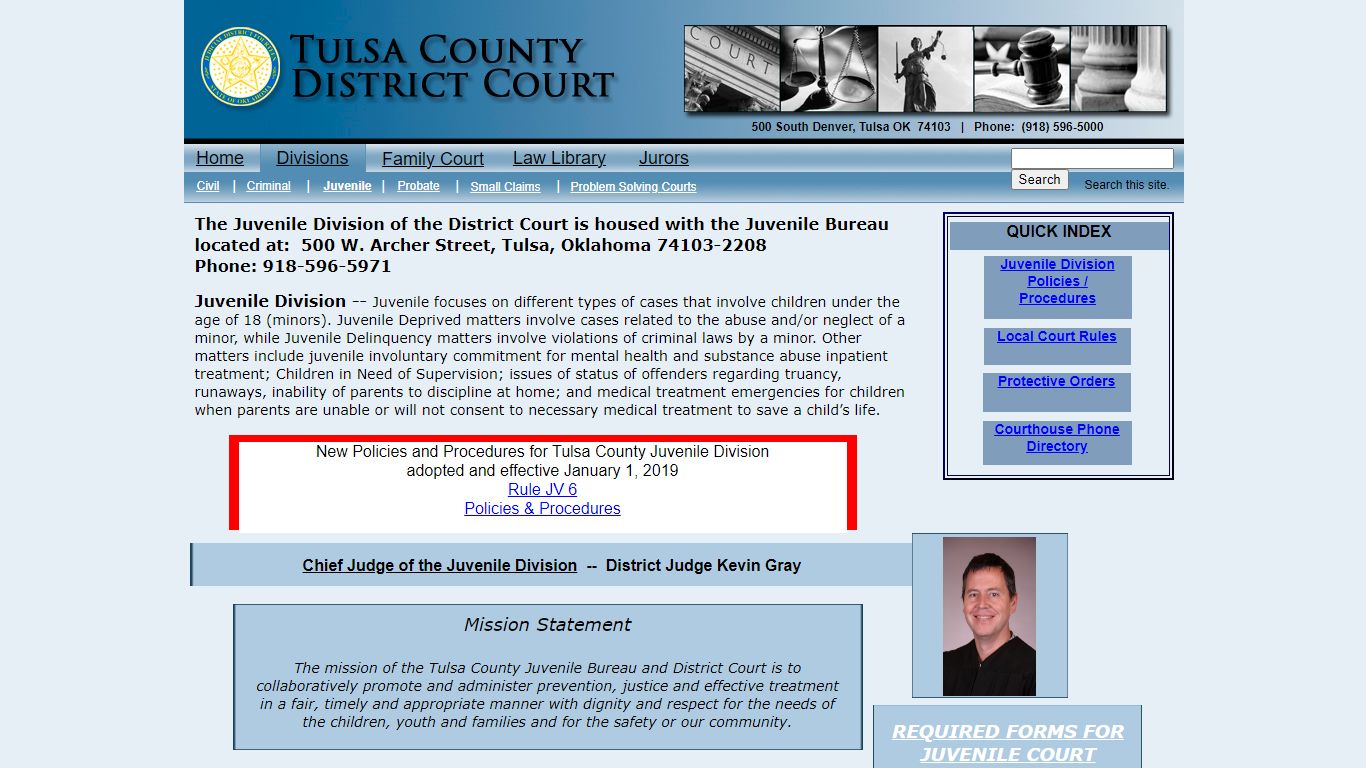 Juvenile Division - Tulsa County District Court